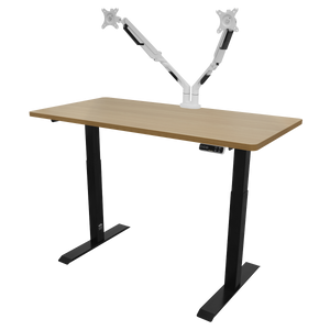 Dellonda Oak Electric Height Adjustable Standing Desk, 1400 x 700mm Dual Motor 100kg