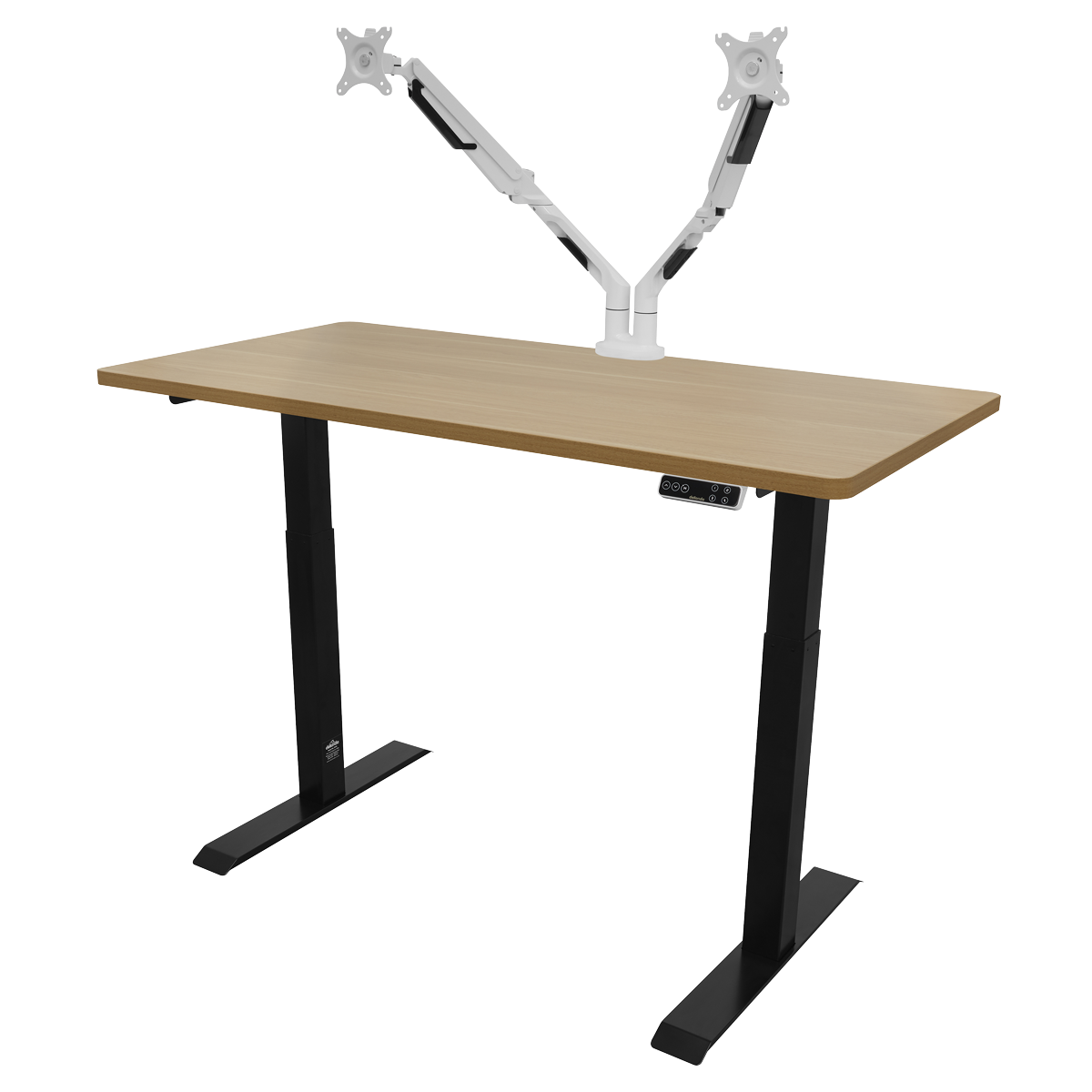 Dellonda Oak Electric Height Adjustable Standing Desk, 1400 x 700mm Dual Motor 100kg