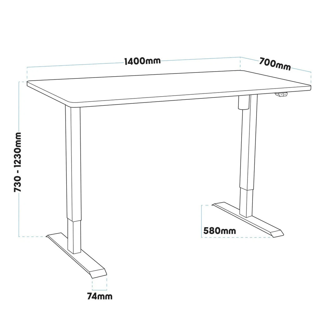 Dellonda Dual Motor Height-Adjustable Desk, 140 x 70cm, Carbon Fibre Desktop (DH35) (Factory Refurbished A)