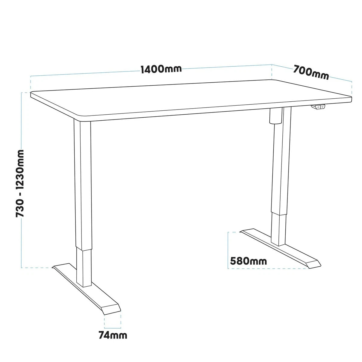 Dellonda Dual Motor Height-Adjustable Desk, 140 x 70cm, Carbon Fibre Desktop (DH35) (Factory Refurbished A)