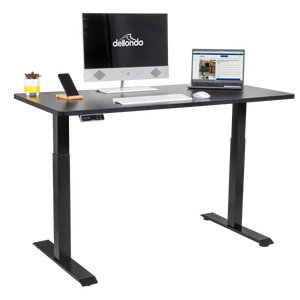 Dellonda Black Electric Height Adjustable Standing Desk, 1400 x 700mm Dual Motor 100kg