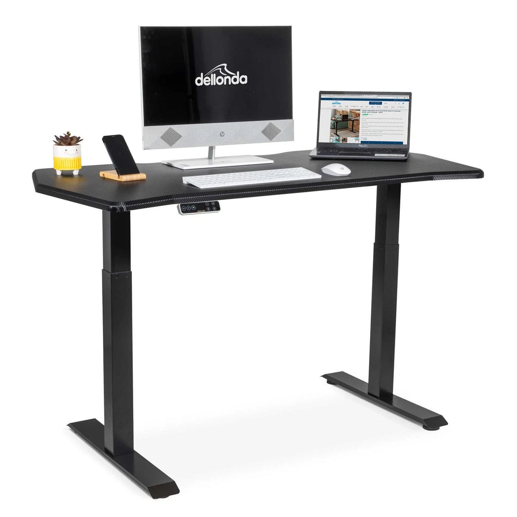 Dellonda Dual Motor Height-Adjustable Desk, 140 x 70cm, Carbon Fibre Desktop (DH35) (Factory Refurbished A)