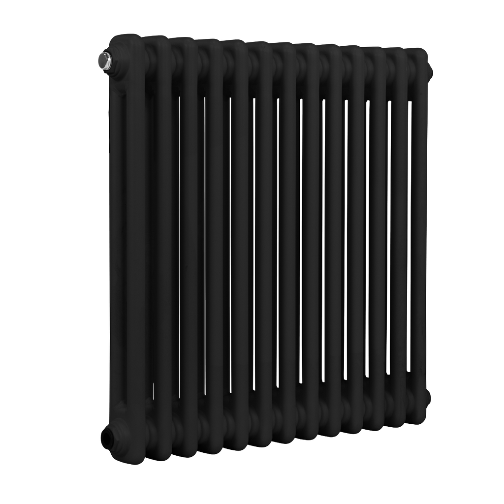 Baridi Horizontal Traditional 2 Column Radiator 600 x 607mm – Black