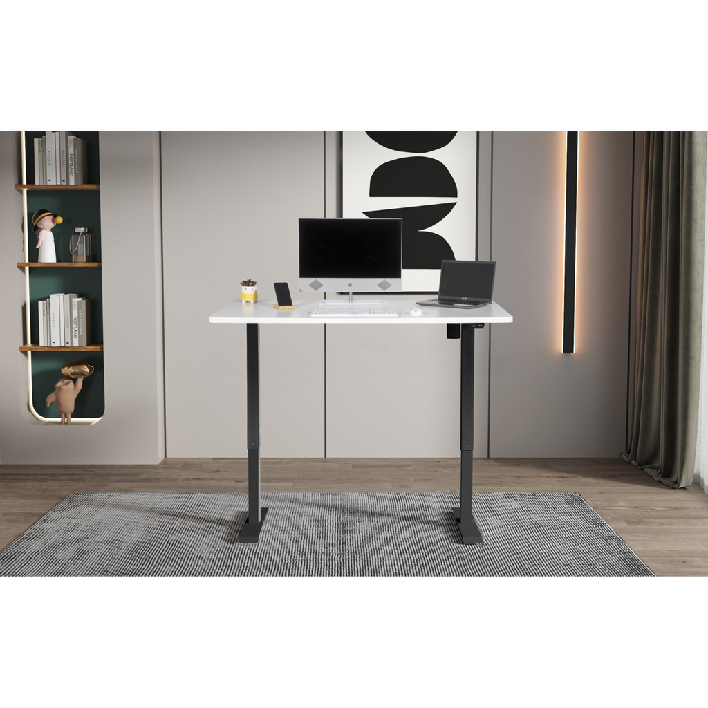 Dellonda Single Motor Height-Adjustable Desk, 140 x 70cm, White Desktop (DH36)