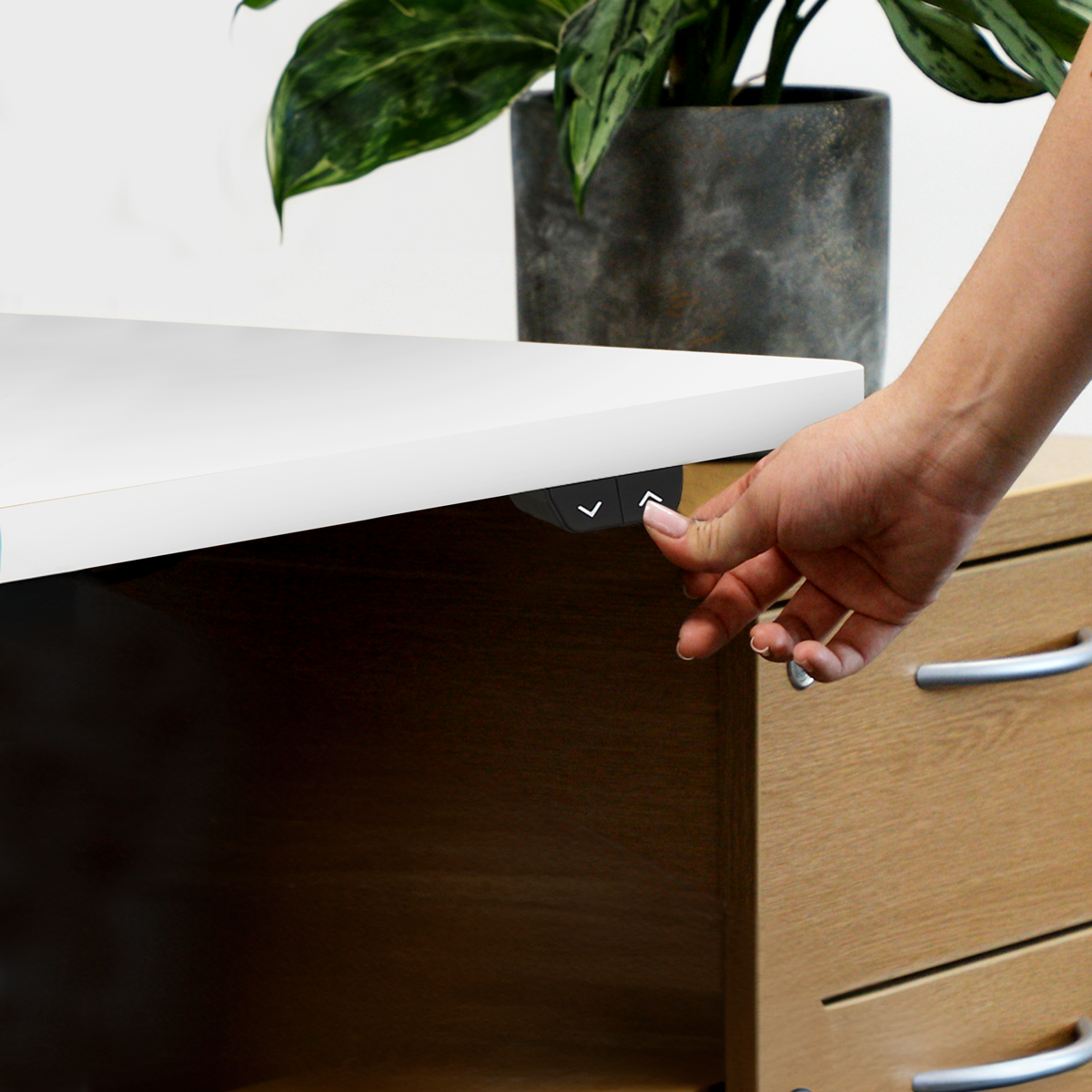 Dellonda Single Motor Height-Adjustable Desk, 140 x 70cm, White Desktop (DH36)