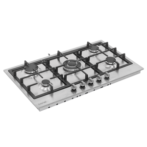 Baridi 90cm Gas Hob Stainless Steel with 5 Burners, Cast Iron Supports & Auto Ignition 11kW