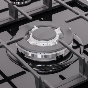 Baridi 90cm Gas Hob Black Glass with 5 Burners, Cast Iron Supports & Auto Ignition 11kW