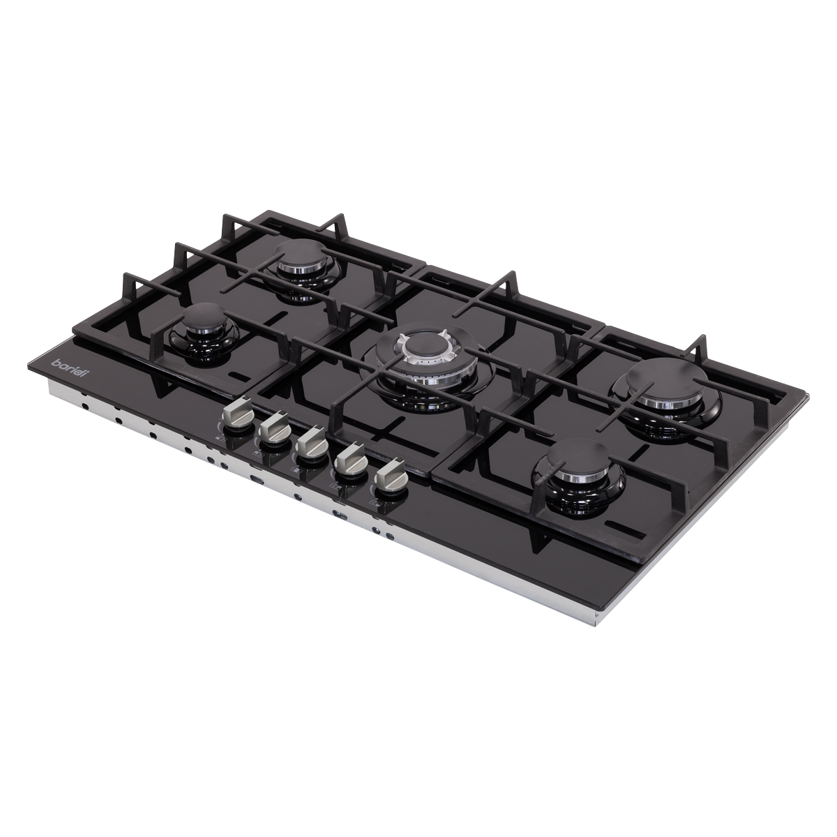 Baridi 90cm Gas Hob Black Glass with 5 Burners, Cast Iron Supports & Auto Ignition 11kW