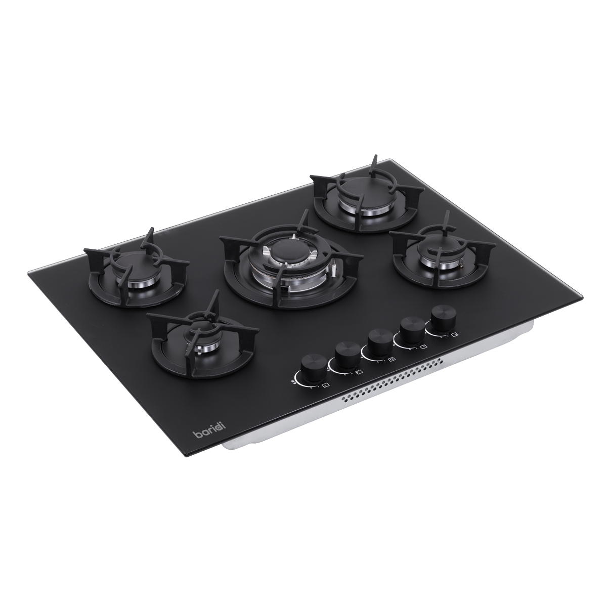 Baridi 70cm Gas Hob Matt Black with 5 Burners, Cast Iron Supports & Auto Ignition 10.4kW