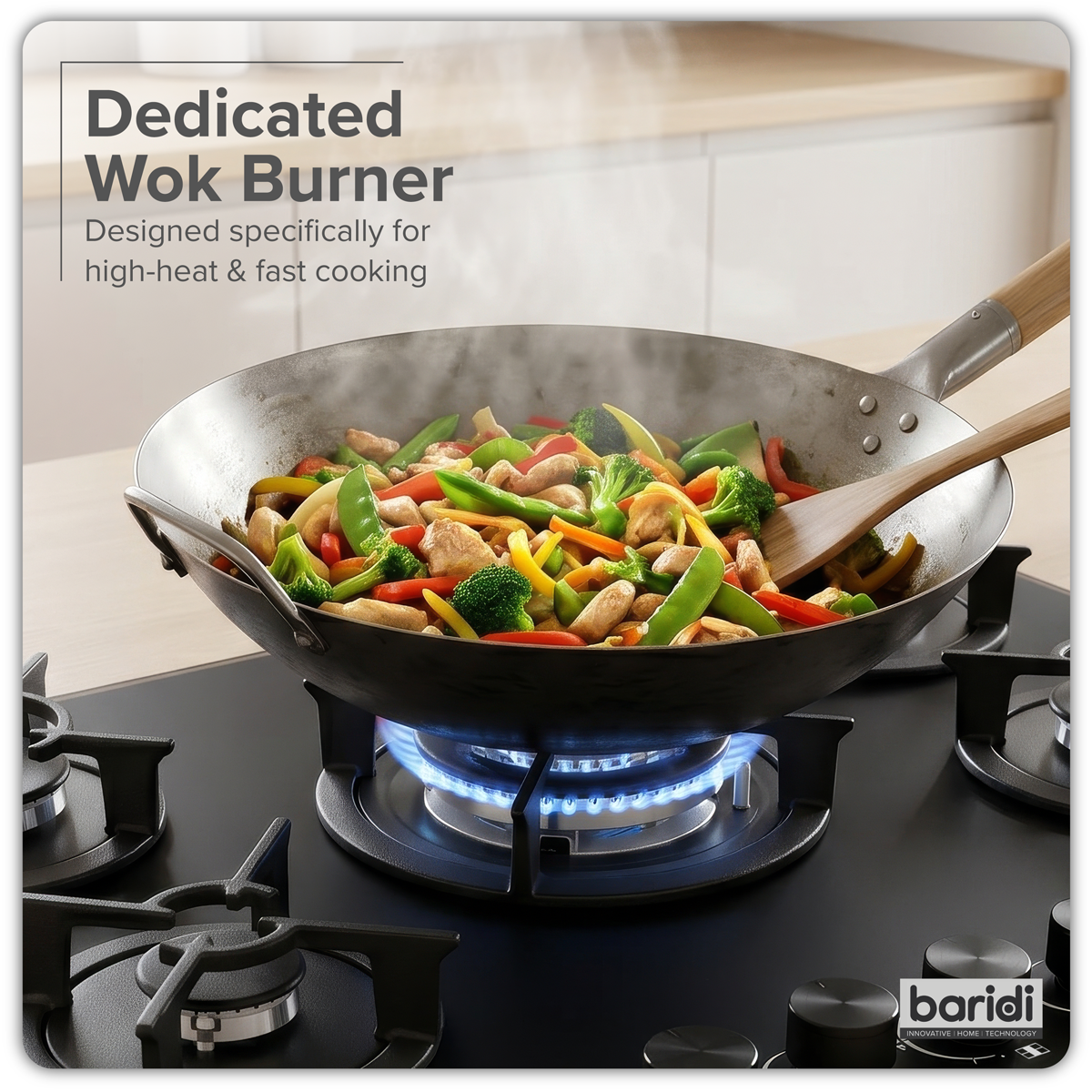 Baridi 70cm Gas Hob Matt Black with 5 Burners, Cast Iron Supports & Auto Ignition 10.4kW