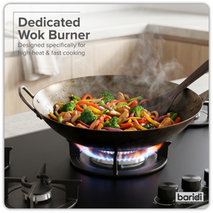 Baridi 90cm Gas Hob Matt Black 5 Burners Cast Iron Supports & Auto Ignition 10.4kW