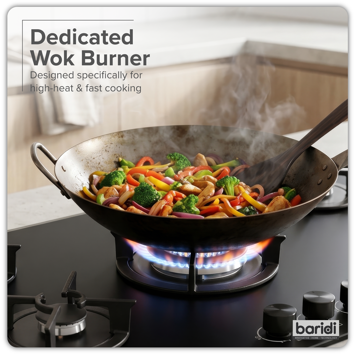 Baridi 90cm Gas Hob Matt Black 5 Burners Cast Iron Supports & Auto Ignition 10.4kW