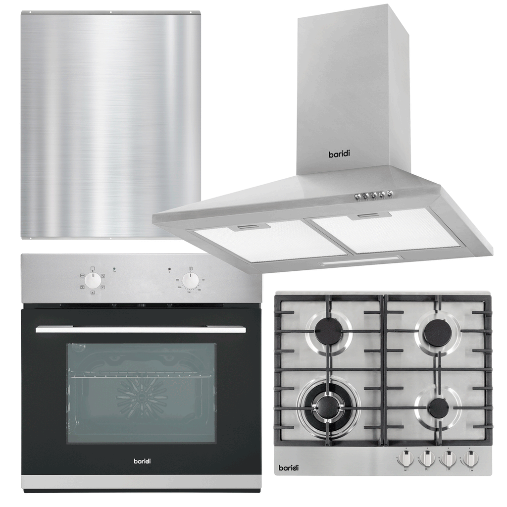 Baridi Chimney Cooker Hood, Oven, Gas Hob & Splashback 60cm (DH390)