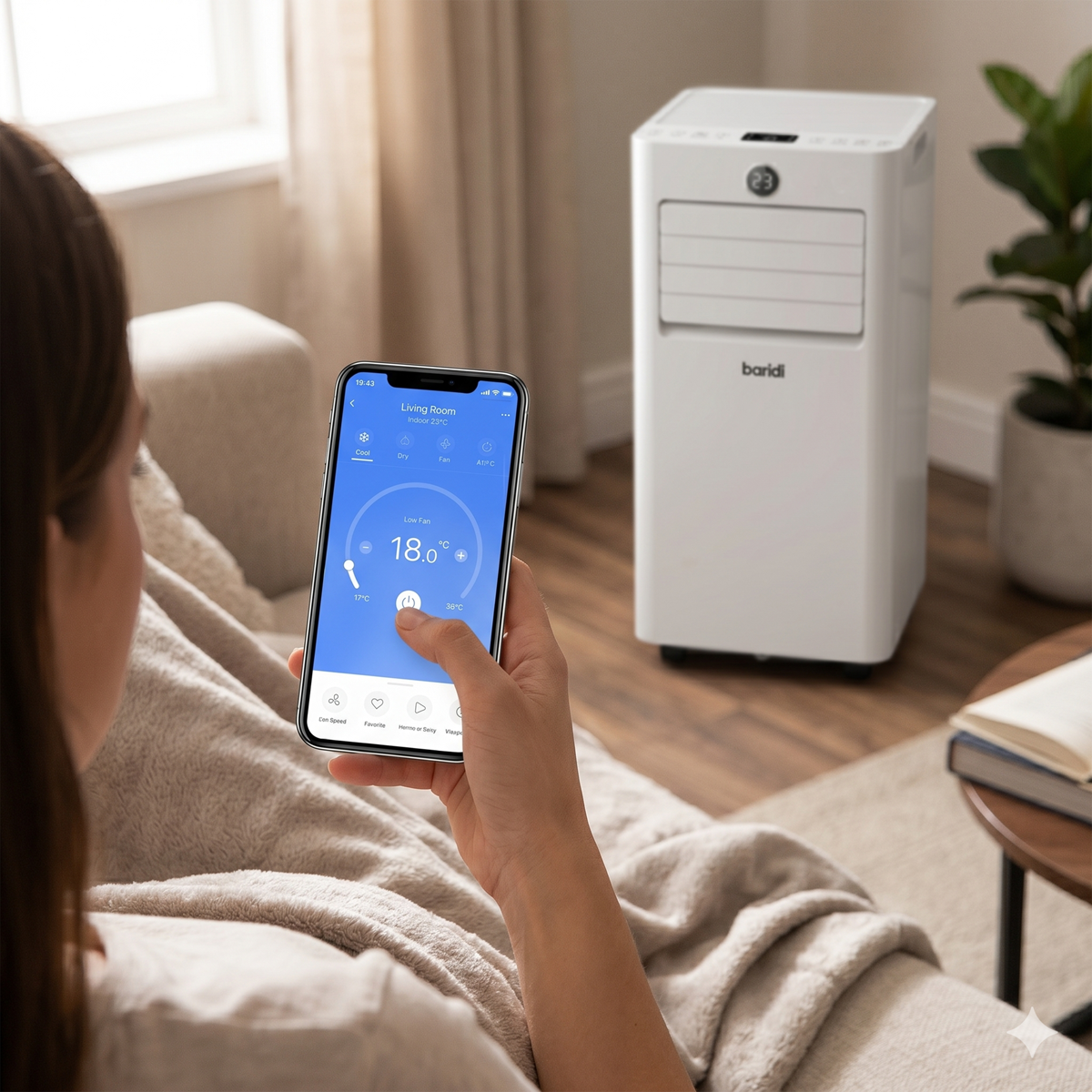 Baridi 4-in-1 Portable Air Conditioner with Window Sealing Kit 5,000Btu/hr - White