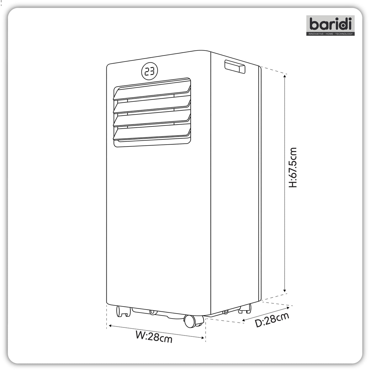 Baridi 5-in-1 Portable Air Conditioner/Dehumidifier/Air Cooler with Window Sealing Kit 9,000Btu/hr - White