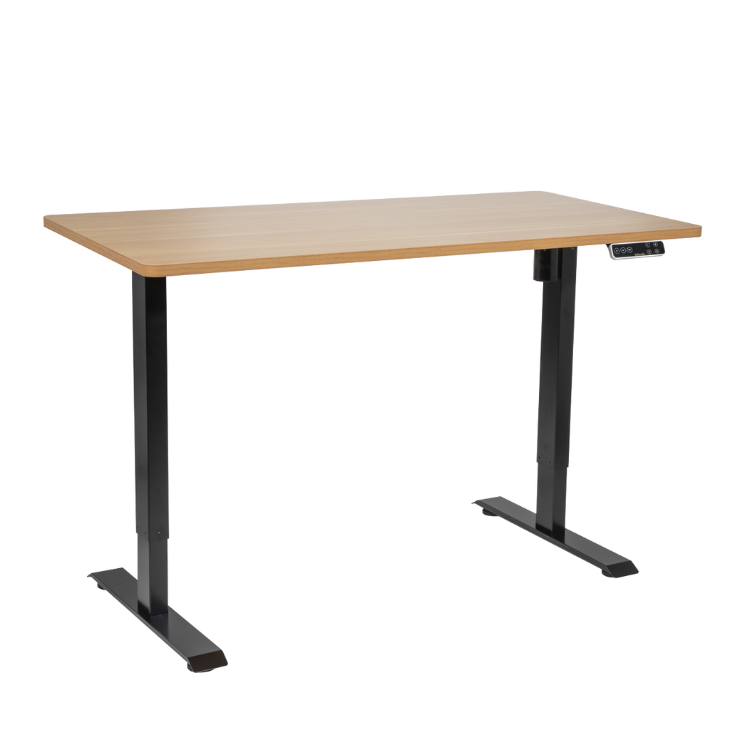 Dellonda Single Motor Height-Adjustable Desk, 140 x 70cm, Oak Desktop (DH41)