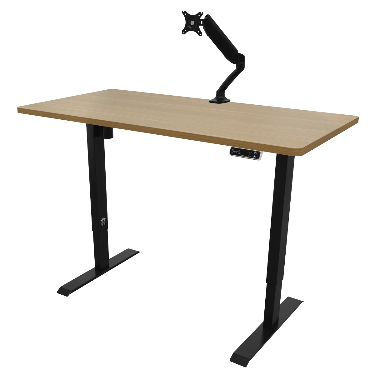 Dellonda Single Motor Height-Adjustable Desk, 140 x 70cm, Oak Desktop (DH41)