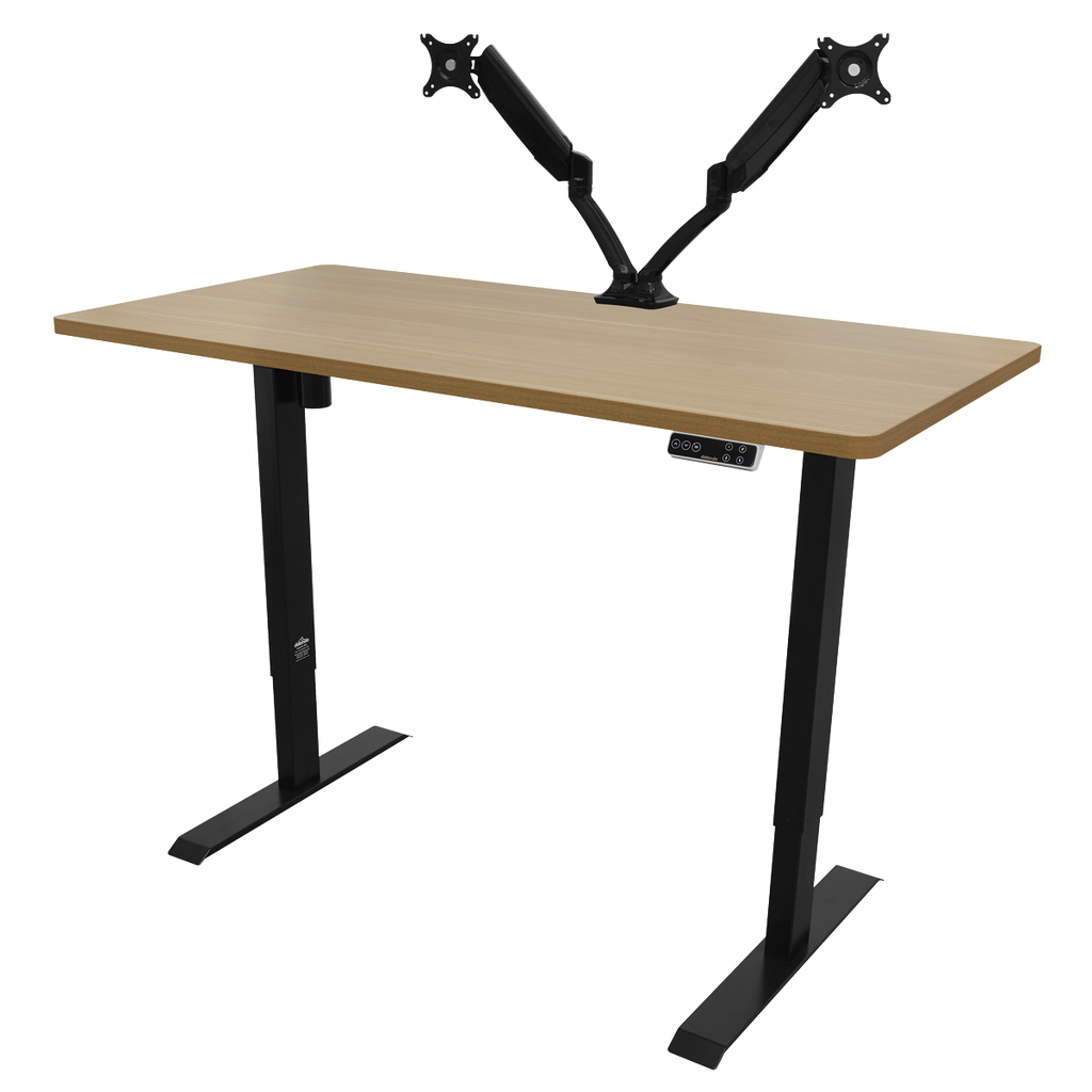Dellonda Single Motor Height-Adjustable Desk, 140 x 70cm, Oak Desktop (DH41)