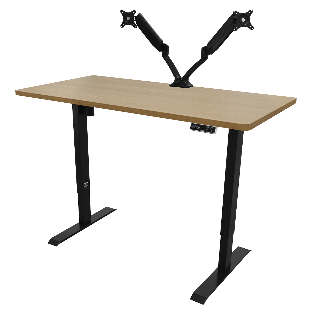 Dellonda Single Motor Height-Adjustable Desk, 140 x 70cm, Oak Desktop (DH41)