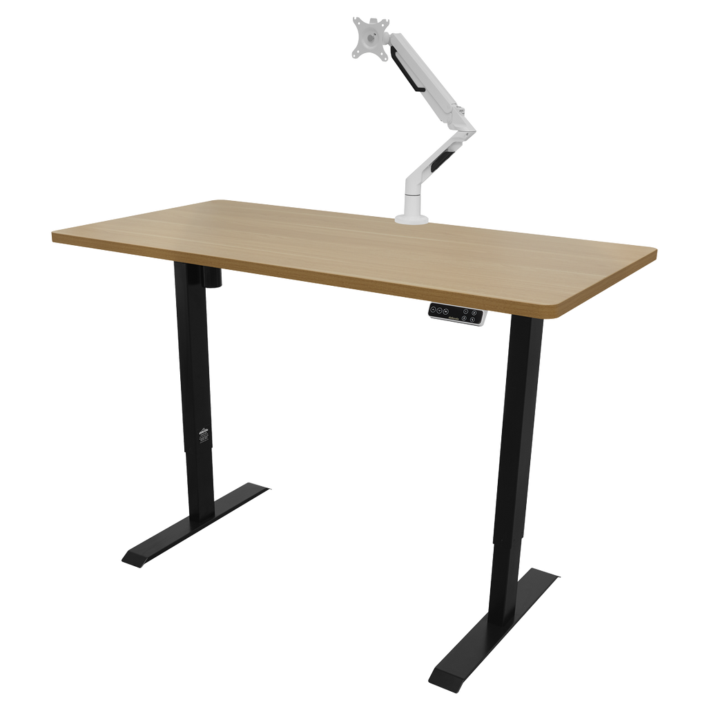 Dellonda Single Motor Height-Adjustable Desk, 140 x 70cm, Oak Desktop (DH41)