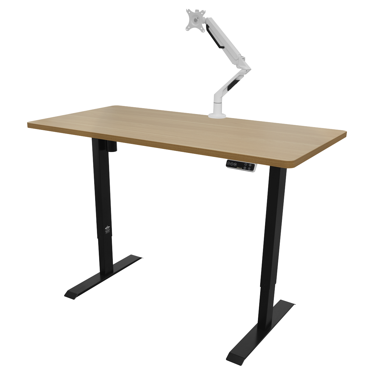Dellonda Single Motor Height-Adjustable Desk, 140 x 70cm, Oak Desktop (DH41)
