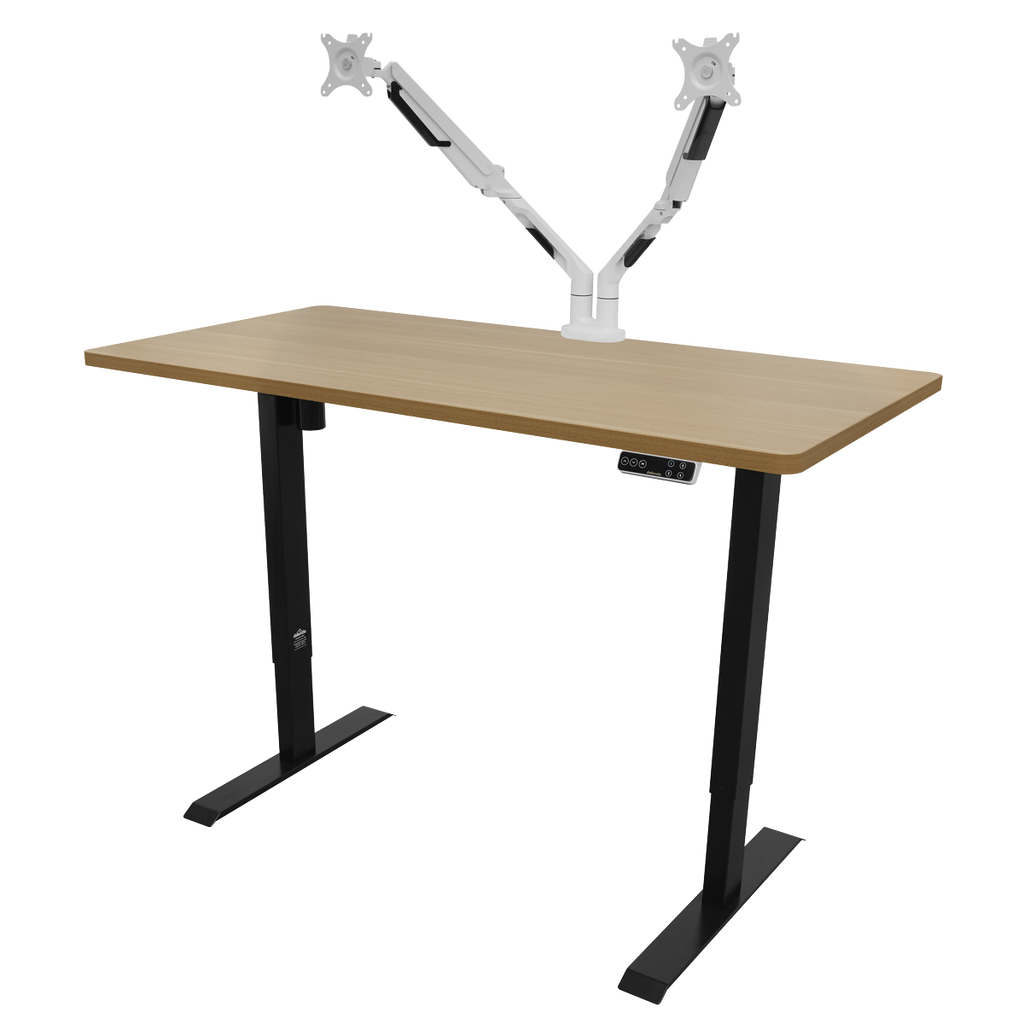 Dellonda Single Motor Height-Adjustable Desk, 140 x 70cm, Oak Desktop (DH41)