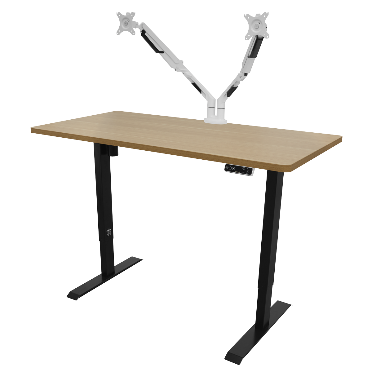 Dellonda Single Motor Height-Adjustable Desk, 140 x 70cm, Oak Desktop (DH41)