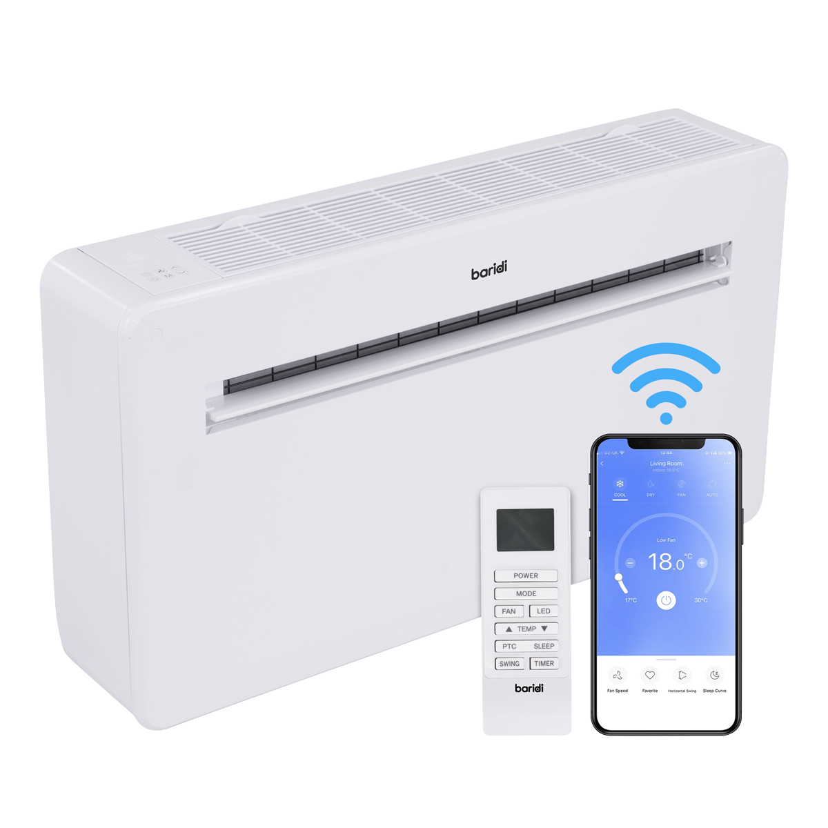 Baridi 4-in-1 Smart Monobloc Wall-Mounting Air Conditioning Unit 10,000Btu/hr - White