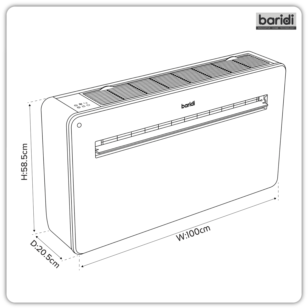 Baridi 4-in-1 Smart Monobloc Wall-Mounting Air Conditioning Unit 12,000Btu/hr - White