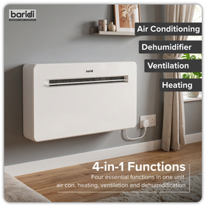 Baridi 4-in-1 Smart Monobloc Wall-Mounting Air Conditioning Unit 12,000Btu/hr - White