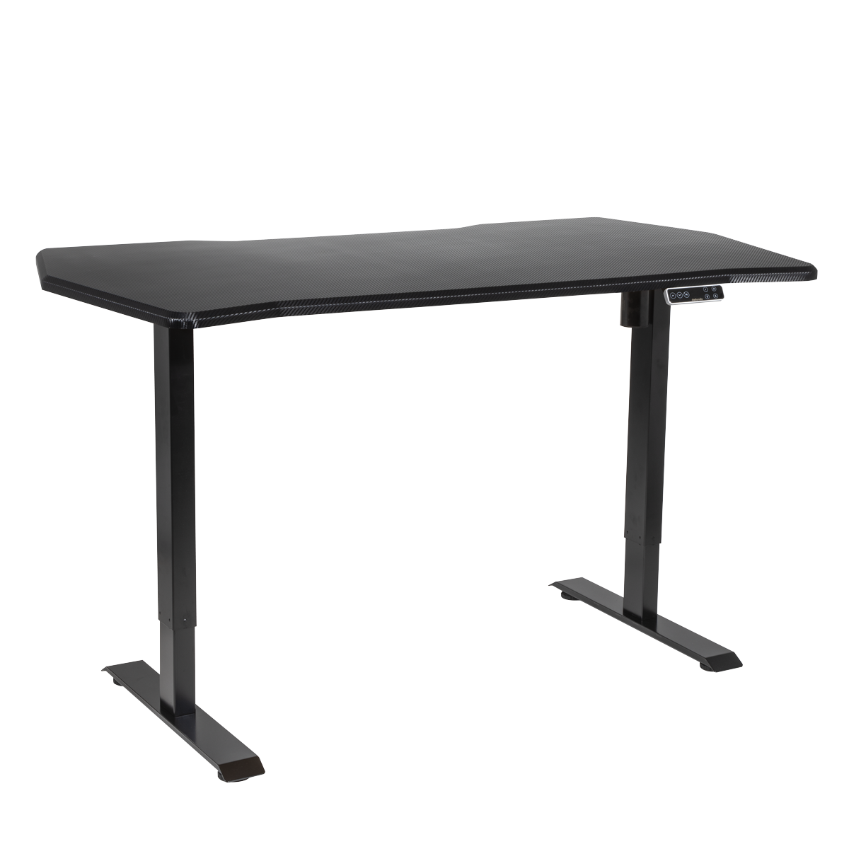Dellonda Carbon Fibre Effect Electric Height Adjustable Standing Desk with Memory, Quiet, 1400 x 700mm