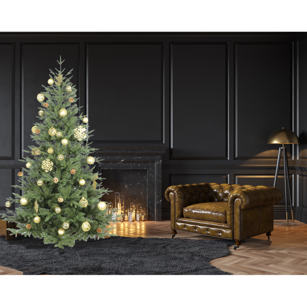 Dellonda Artificial Hinged Christmas Tree with 1400+ PE Tips, 7ft/210cm (DH46)