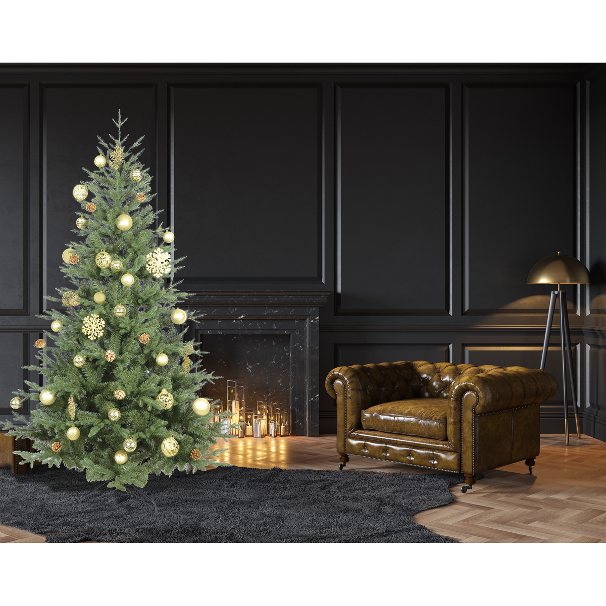 Dellonda Artificial Hinged Christmas Tree with 1400+ PE Tips, 7ft/210cm (DH46) (Factory Refurbished A)