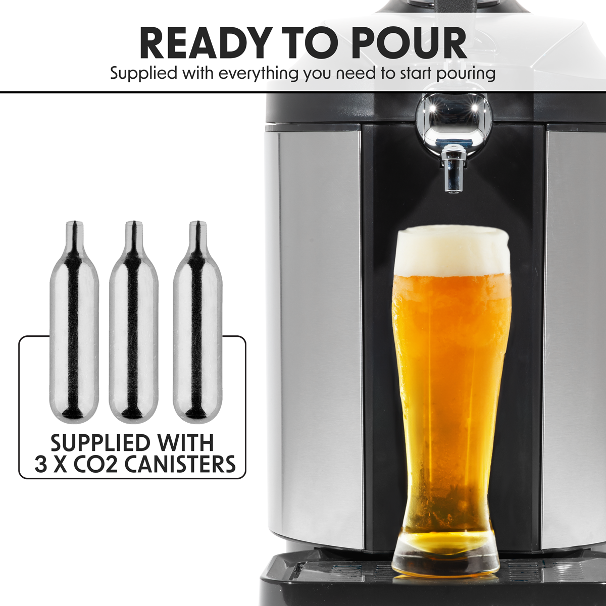 Baridi Mini Keg Draft Beer Dispenser Tap with Integrated Cooling, 5L Capacity (DH49) (Factory Refurbished B)