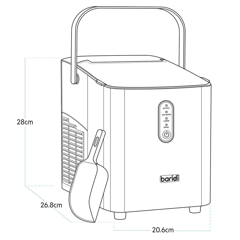 Baridi Ice Cube Maker with LED Display & 10 Minute Freeze, Black (DH52)