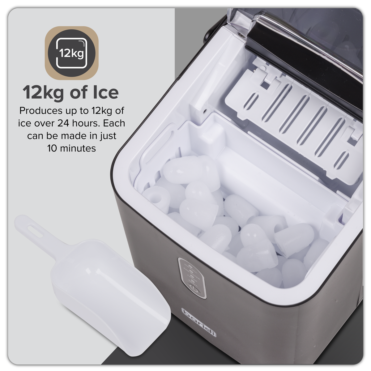 Baridi Ice Cube Maker with LED Display & 10 Minute Freeze, Black (DH52)