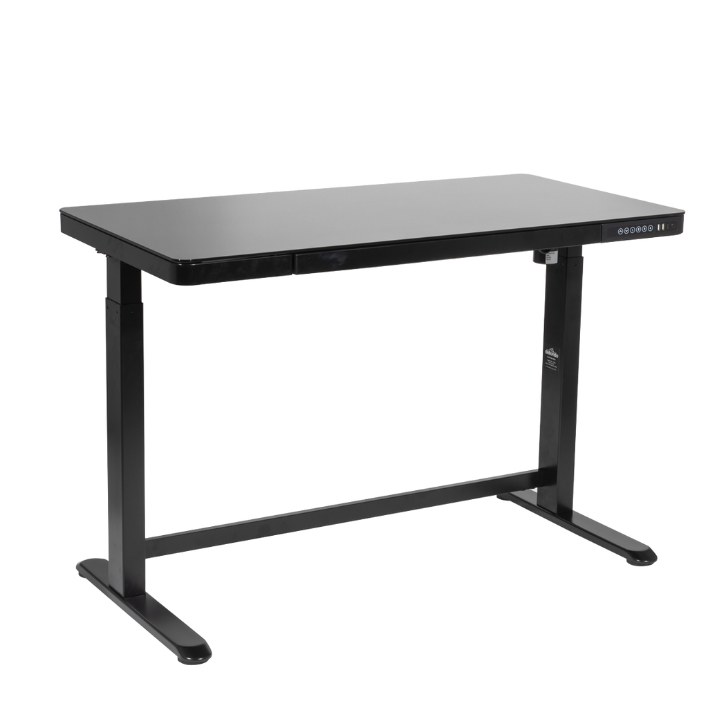 Dellonda Single Motor Adjustable Sit & Stand Desk, 120 x 60cm, Black Desktop (DH53)
