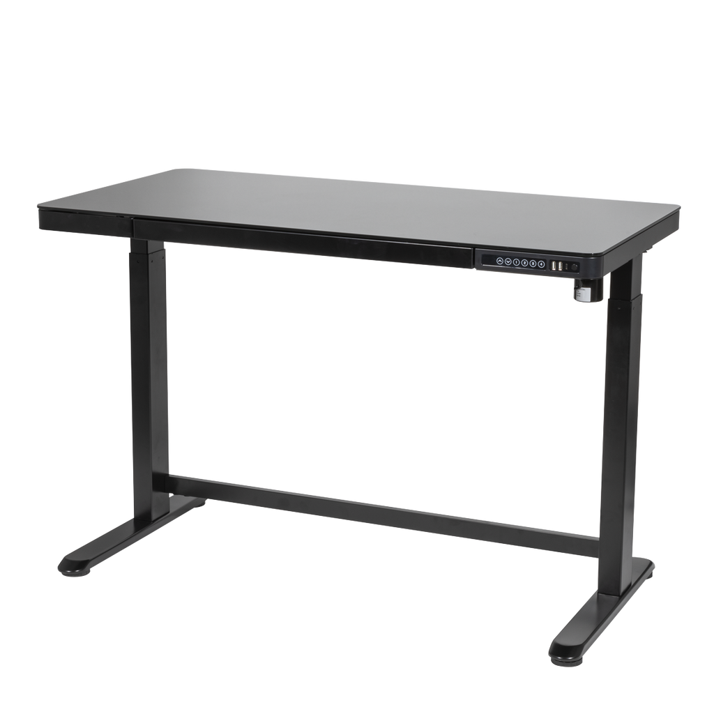 Dellonda Single Motor Adjustable Sit & Stand Desk, 120 x 60cm, Black Desktop (DH53)