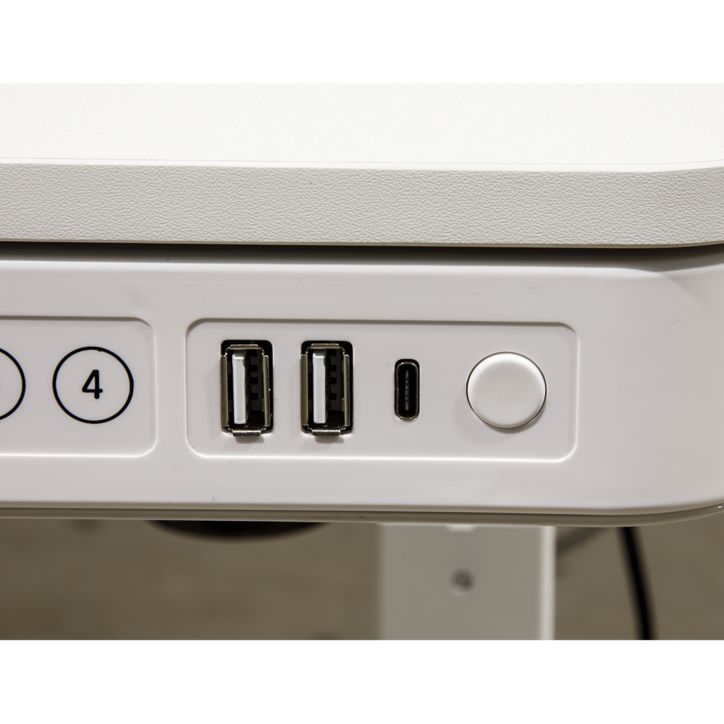 Dellonda Single Motor Ultra-Quiet Electric Desk with Control Panel, USB Port & Drawer - White Desktop