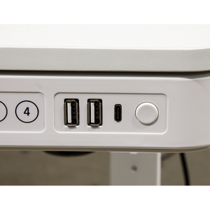 Dellonda Single Motor Ultra-Quiet Electric Desk with Control Panel, USB Port & Drawer - White Desktop