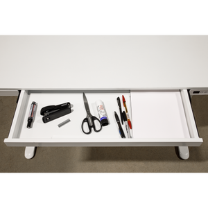 Dellonda Single Motor Ultra-Quiet Electric Desk with Control Panel, USB Port & Drawer - White Desktop