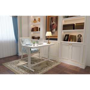 Dellonda Single Motor Ultra-Quiet Electric Desk with Control Panel, USB Port & Drawer - White Desktop