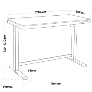 Dellonda Single Motor Ultra-Quiet Electric Desk with Control Panel, USB Port & Drawer - White Desktop