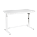Dellonda Single Motor Ultra-Quiet Electric Desk with Control Panel, USB Port & Drawer - White Desktop