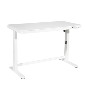 Dellonda Single Motor Ultra-Quiet Electric Desk with Control Panel, USB Port & Drawer - White Desktop