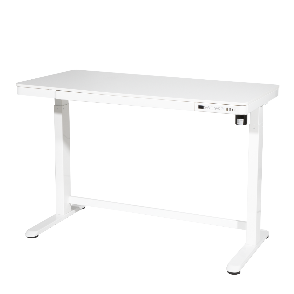 Dellonda Single Motor Ultra-Quiet Electric Desk with Control Panel, USB Port & Drawer - White Desktop