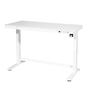 Dellonda Single Motor Ultra-Quiet Electric Desk with Control Panel, USB Port & Drawer - White Desktop