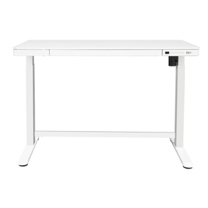 Dellonda Single Motor Ultra-Quiet Electric Desk with Control Panel, USB Port & Drawer - White Desktop