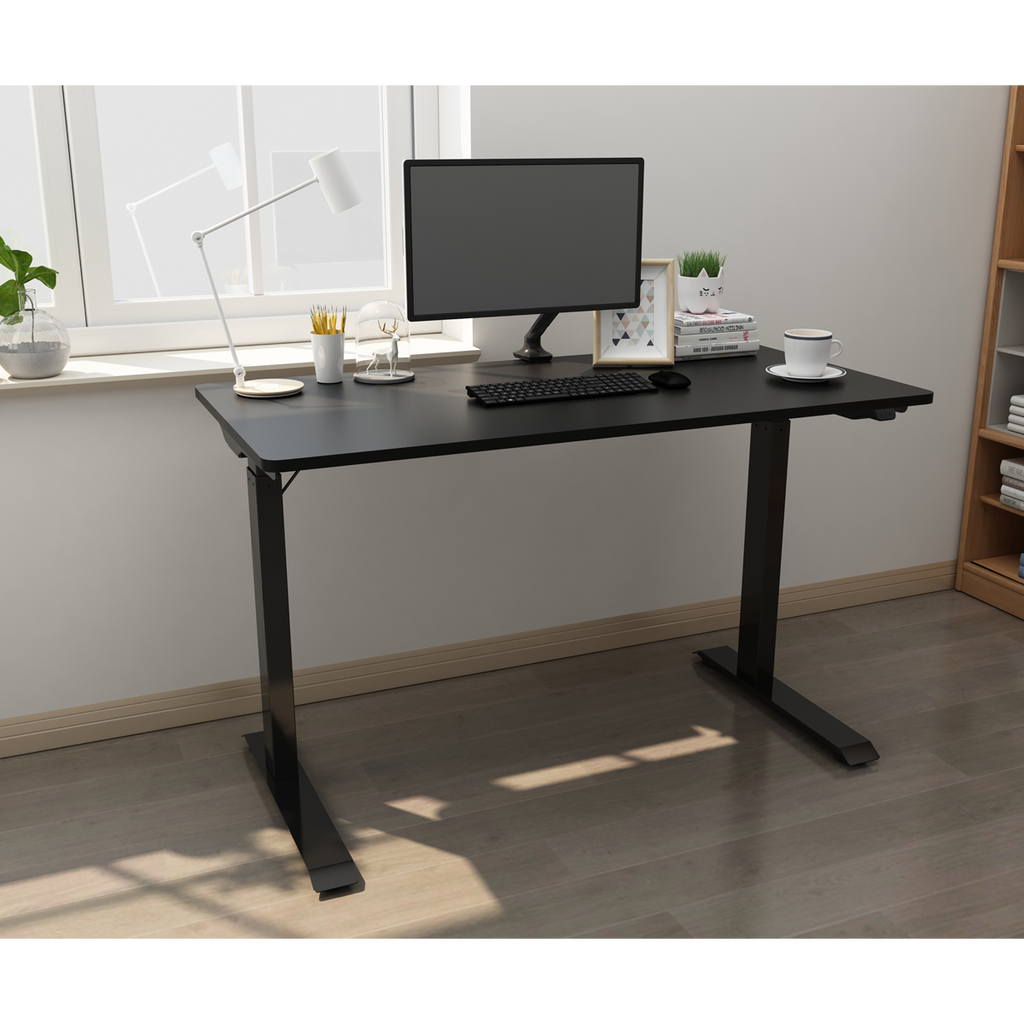 Dellonda Single Motor Adjustable Sit & Stand Desk, 120 x 60cm, Black Desktop (DH55)