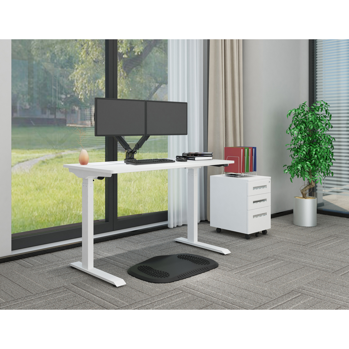 Dellonda Single Motor Adjustable Sit and Stand Desk 120 x 60cm